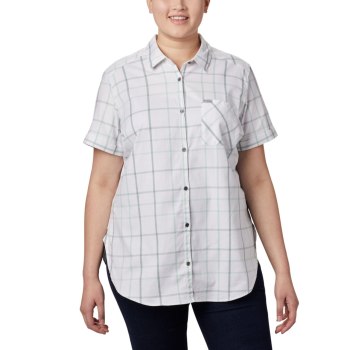 Columbia Anytime Casual Stretch Short Sleeve Plus Size, Camisa Verde Menta Multicolor Para Mujer | 3